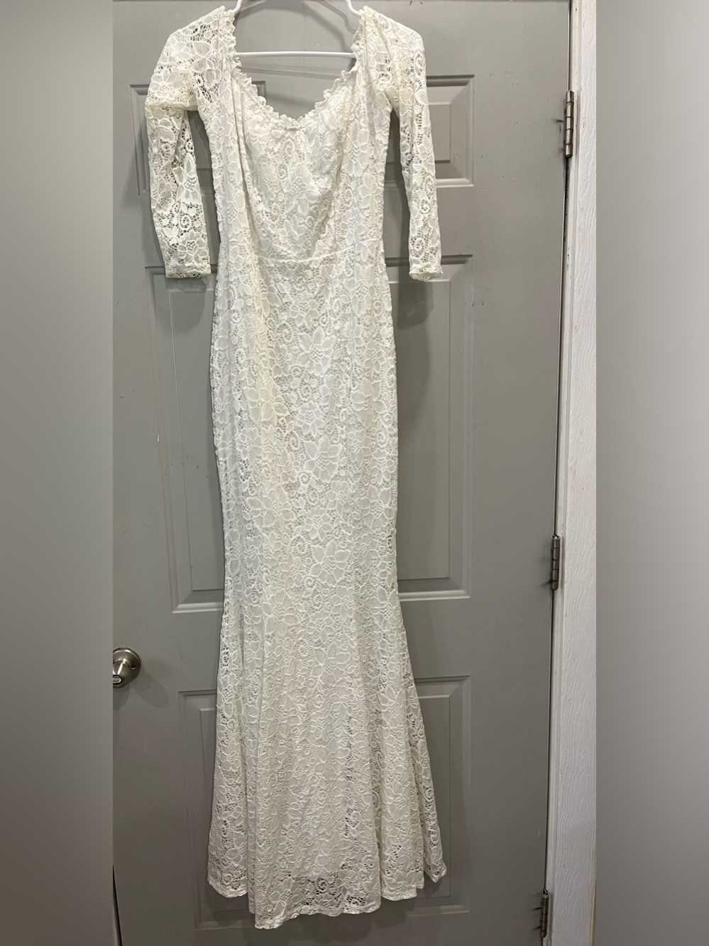 White Lace Long Sleeve Gown